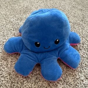 Reversible Octopus Squid Plush Pink And Blue Emotion Happy Mad Angry Stuffed Toy